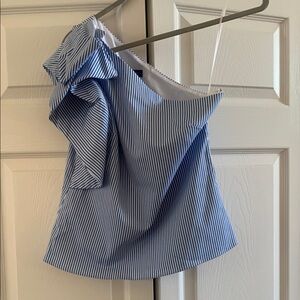 Banana Republic Blue Asymmetrical Ruffled Blouse